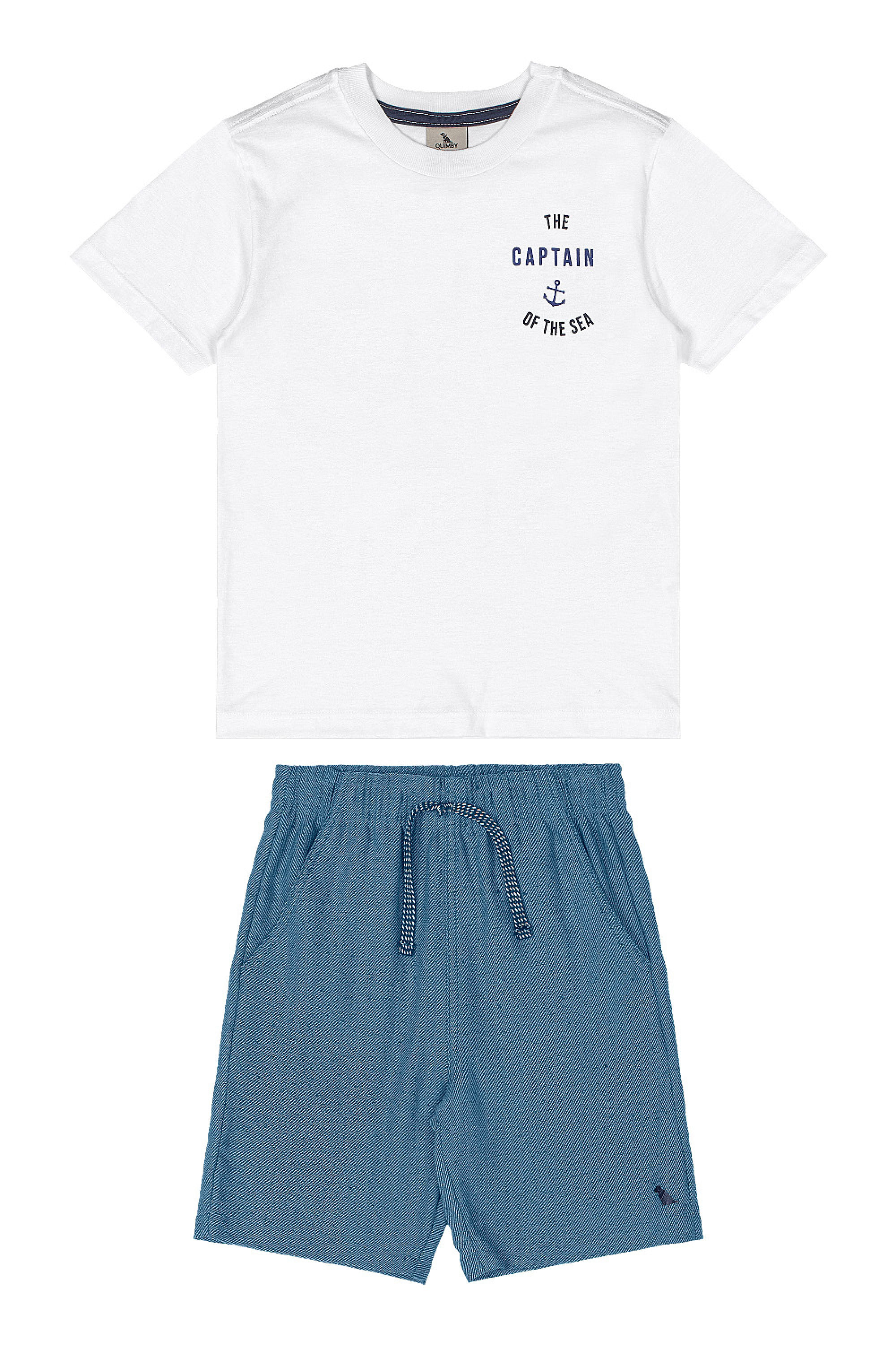 Conjunto Infantil Camiseta de Algodão e Bermuda (Branco) Quimby - Imagem 38